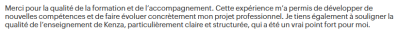 Merci pour la qualité de la formation et de l’accompagnement. Cette expérience m’a permis de développer de nouvelles compétences et de faire évoluer concrètement mon projet professionnel.
